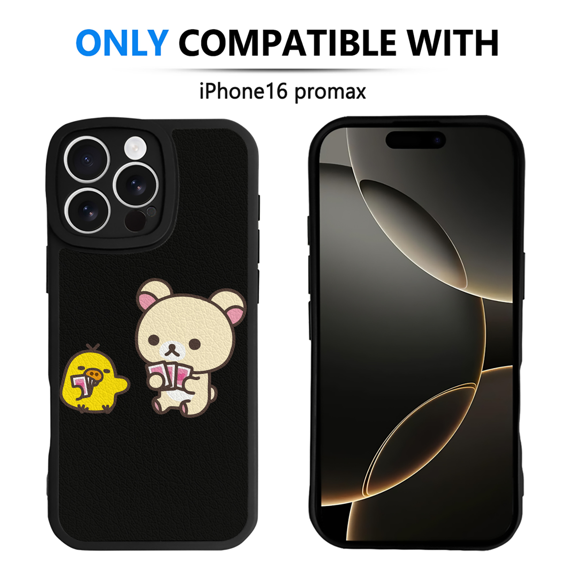 （画像用） リラックマ リラックマ キイロイトリ Rilakkuma Korilakkuma Kiiroitori 【iPhone 16シリーズ対応】シリコンスマホケース（レザー調） 材質：シリコン